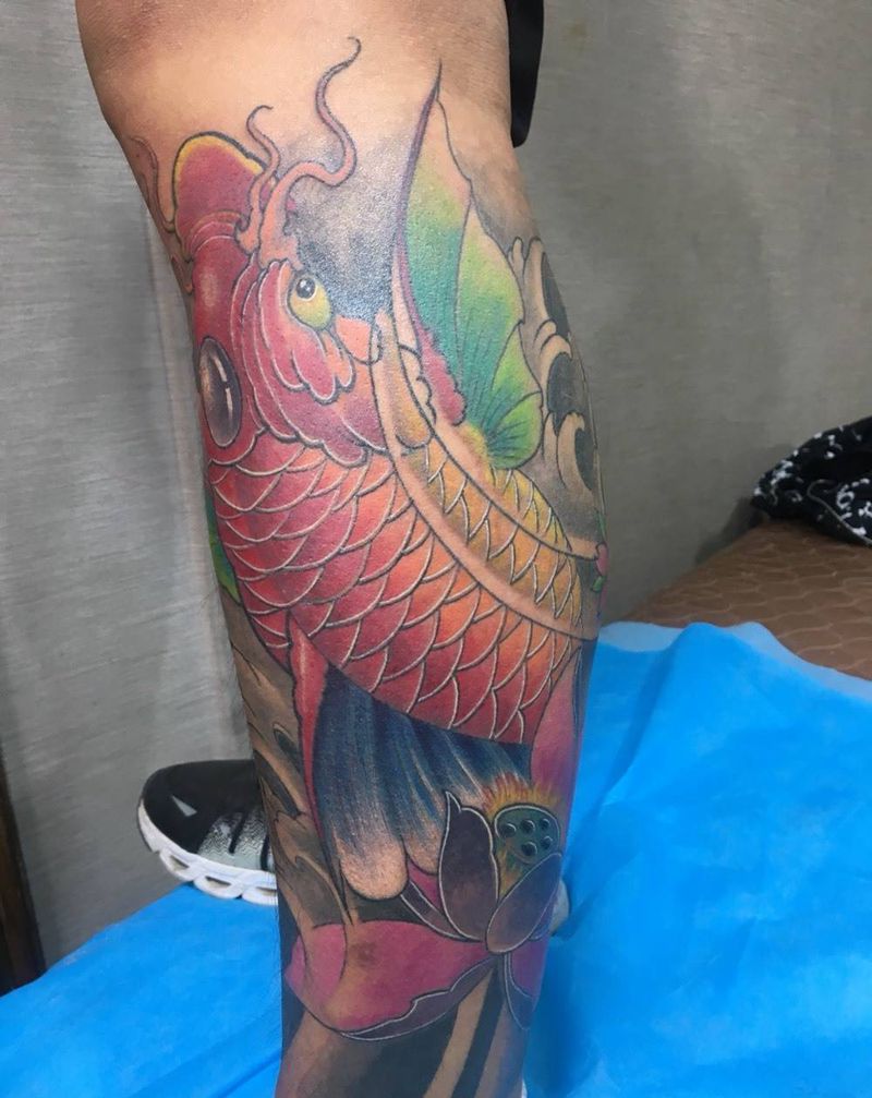 包小腿纹身纹身图片_腿部新传统纹身图案