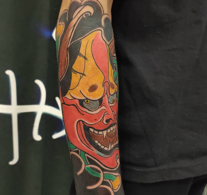 老传统班若纹身图片_手臂老传统纹身图案