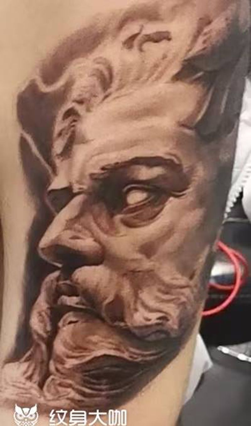 波塞冬纹身图片_手臂欧美写实纹身图案