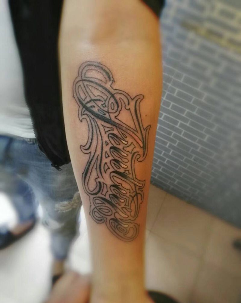 花体英文纹身图片