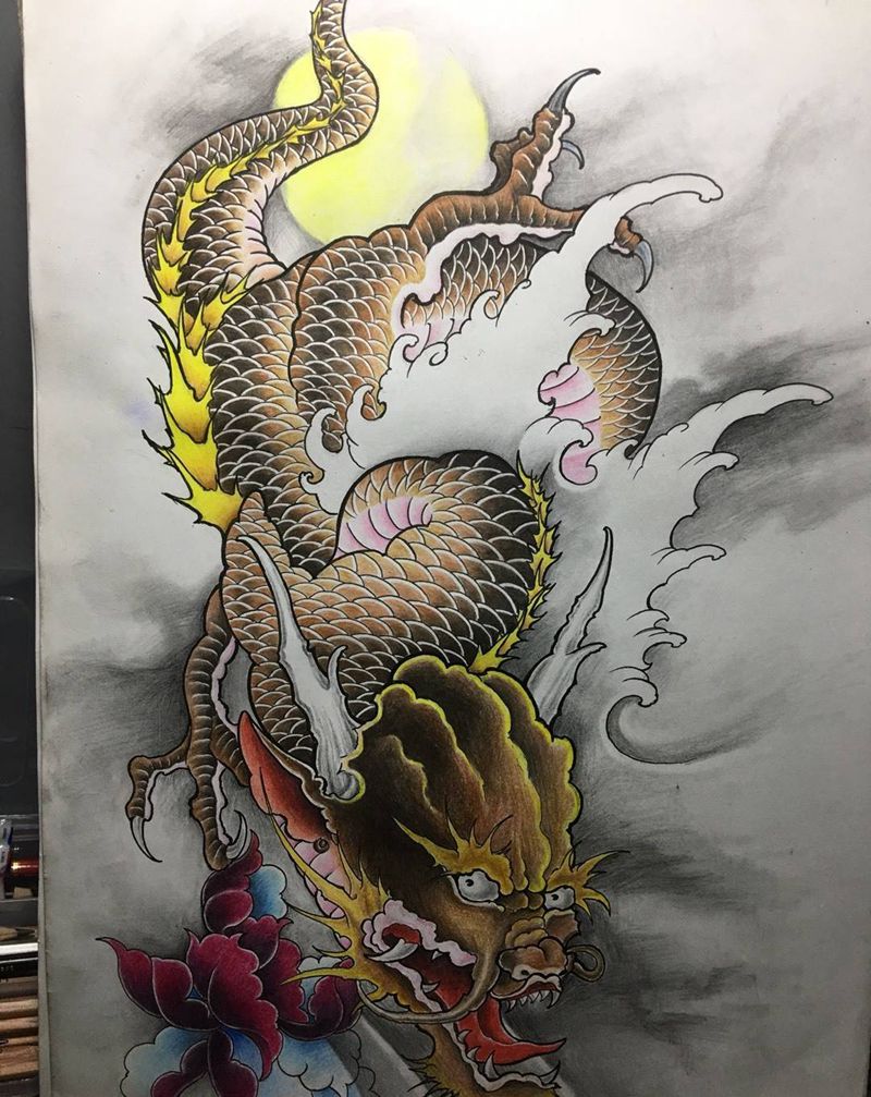 龙纹身图片_成品传统动物鬼神宗教腿部原创腰部背部手部纹身图案