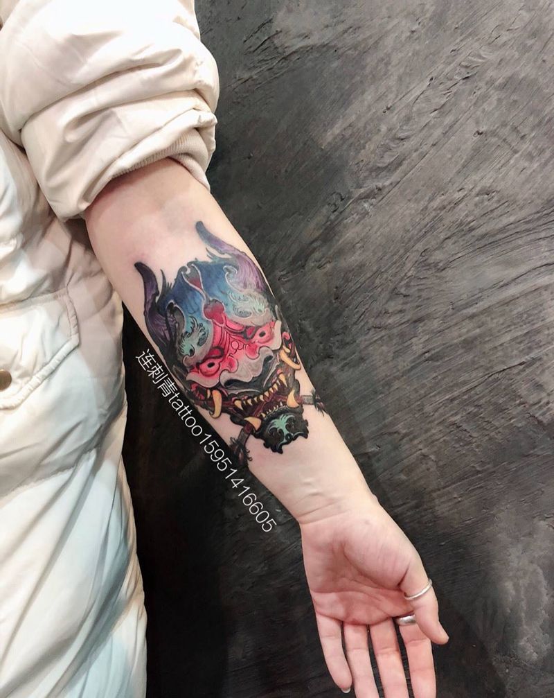 新传统班若纹身图片_手臂新传统纹身图案