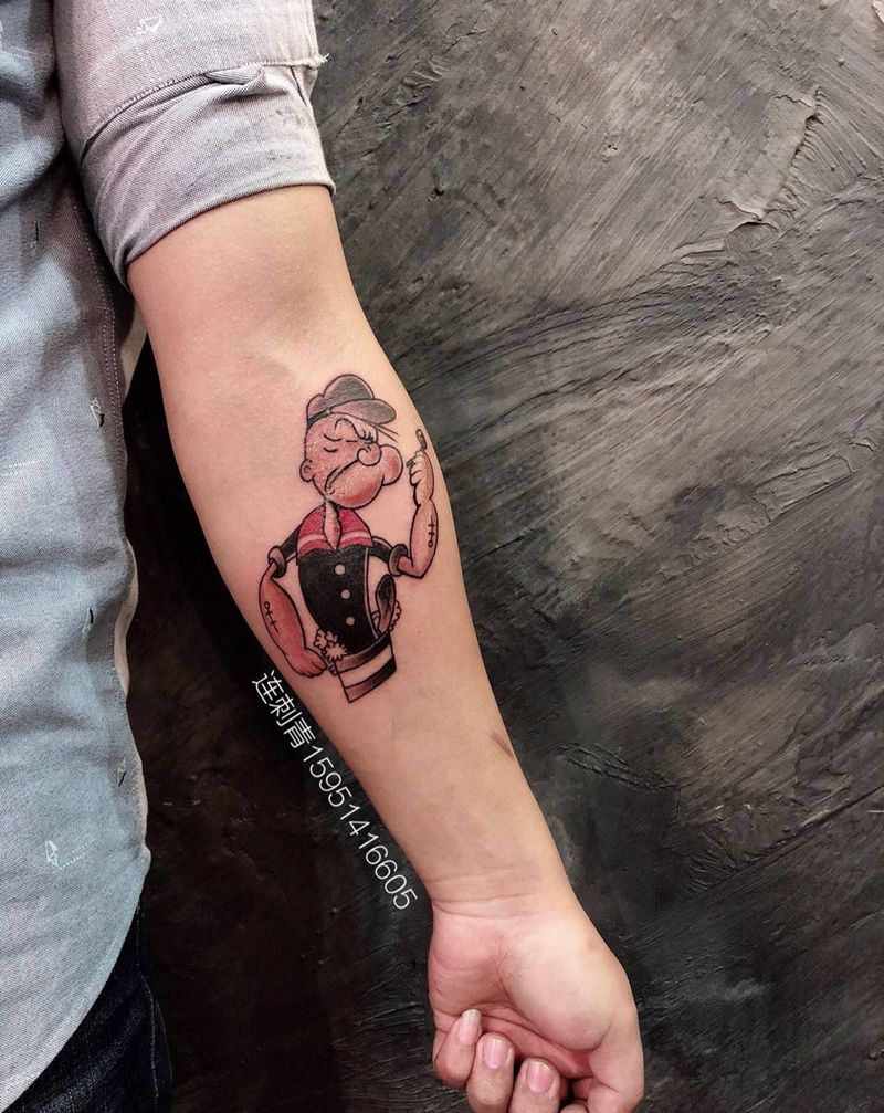 大力水手纹身图片_手臂Old School纹身图案