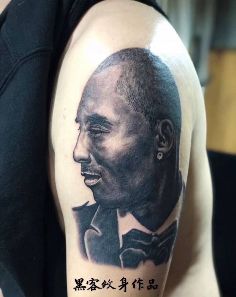 科比纹身图片_成品手臂欧美肖像纹身图案