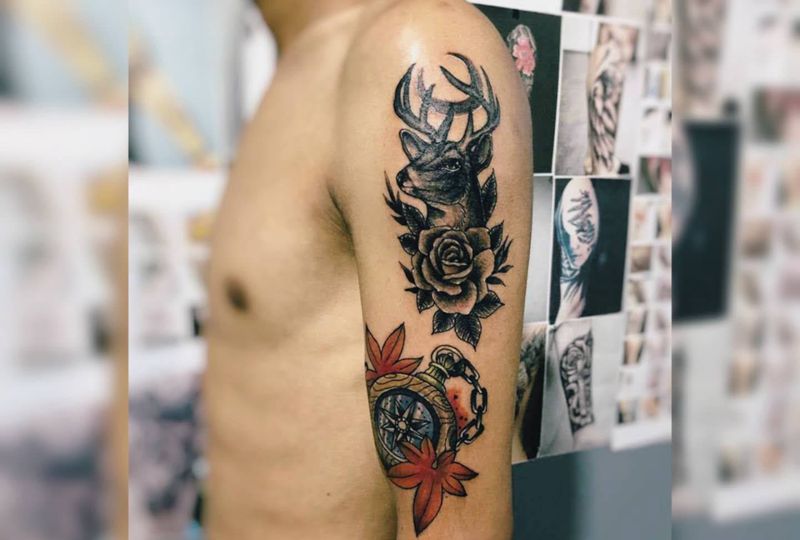 欧美小图拼接纹身图片_手臂Old School纹身图案