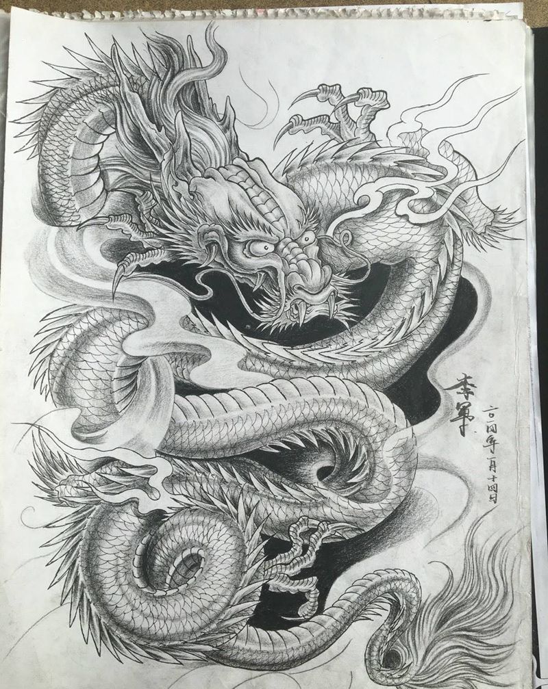 我的手稿纹身图片_手稿背部手臂传统肖像人物纹身图案