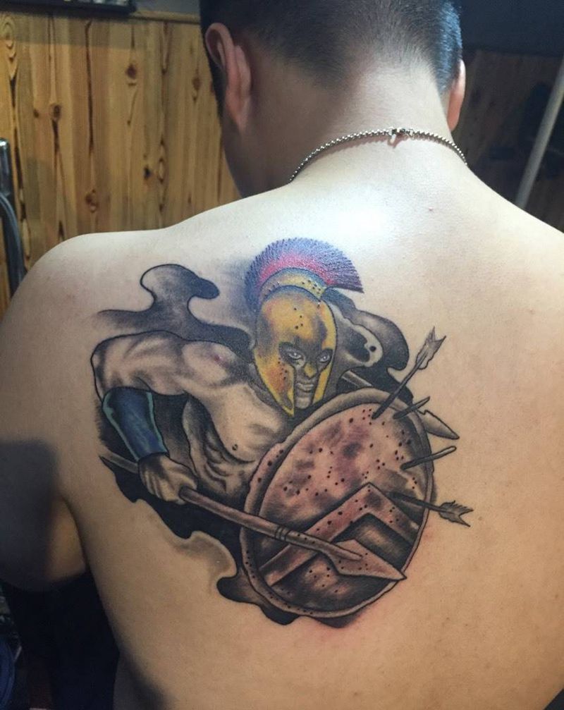 战争之王英雄角色纹身图片_成品肩部欧美肖像人物纹身图案