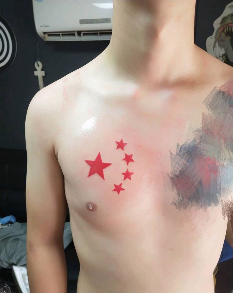 五星红旗纹身图片