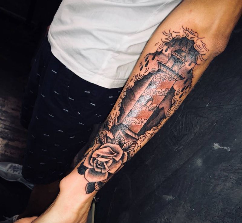 欧美拼接小臂第三次纹身图片_欧美手臂纹身图案