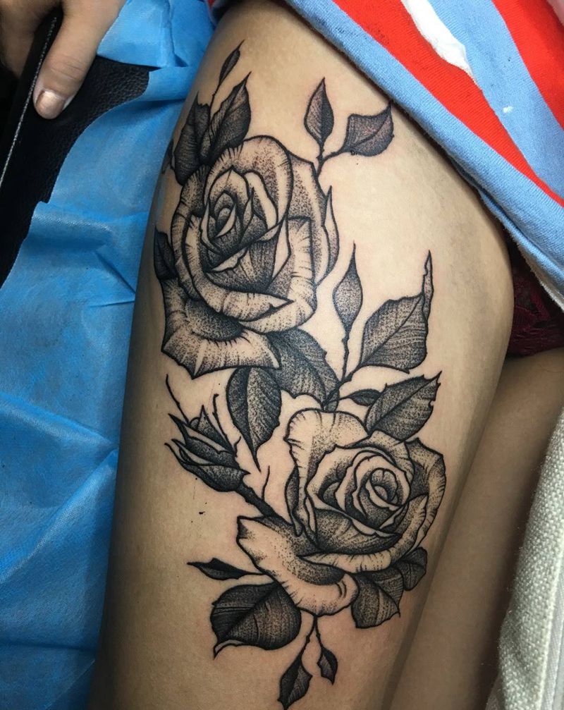 花纹身图片_腿部手部点刺欧美写实纹身图案