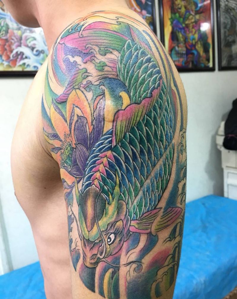 彩色鱼纹身图片