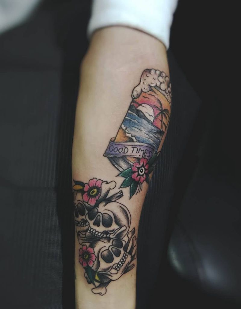 小图拼接纹身图片_手臂Old School纹身图案