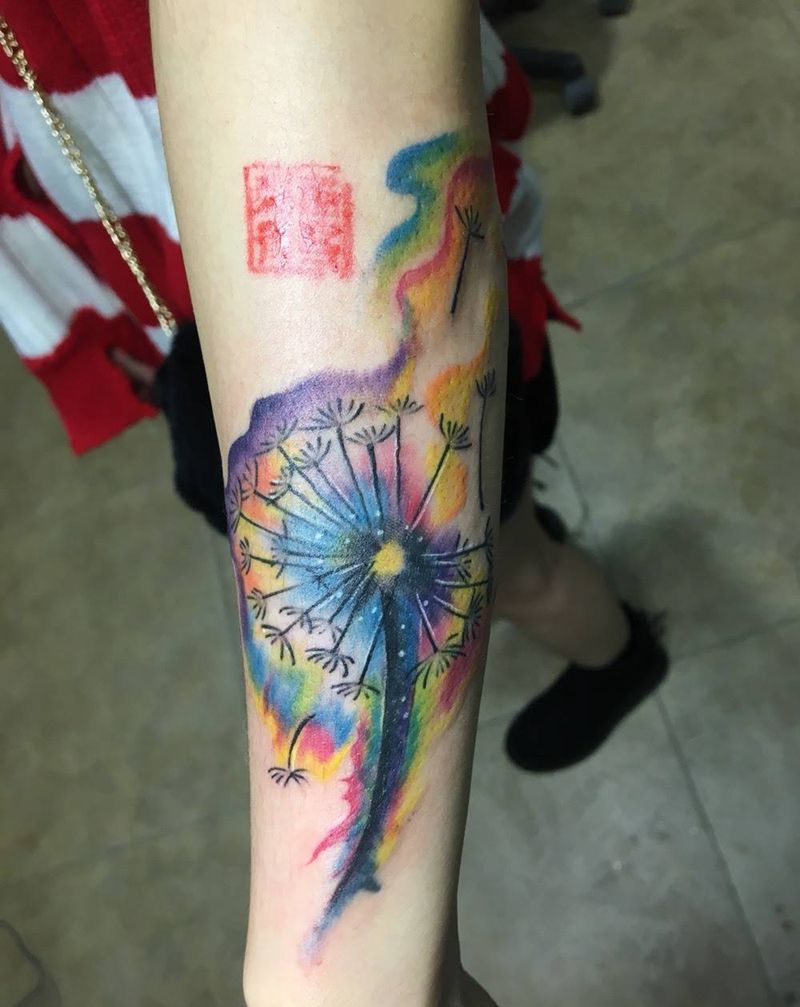 蒲公英纹身图案纹身图片_成品手臂欧美植物纹身图案