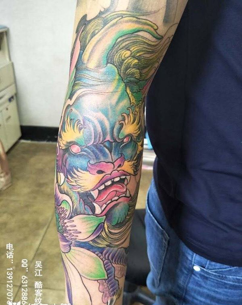 唐狮子纹身图片