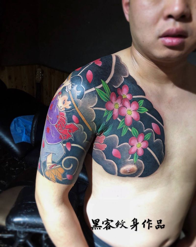传统日式半甲纹身图片