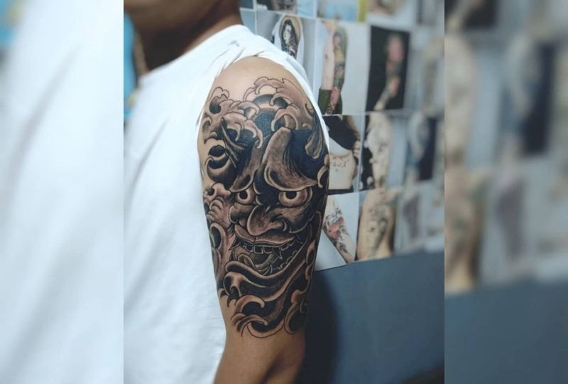 传统般若纹身图片_手臂老传统纹身图案