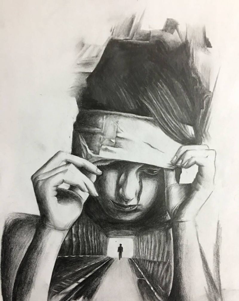 女纹身图片_手稿肩部背部手部欧美肖像写实鬼神纹身图案