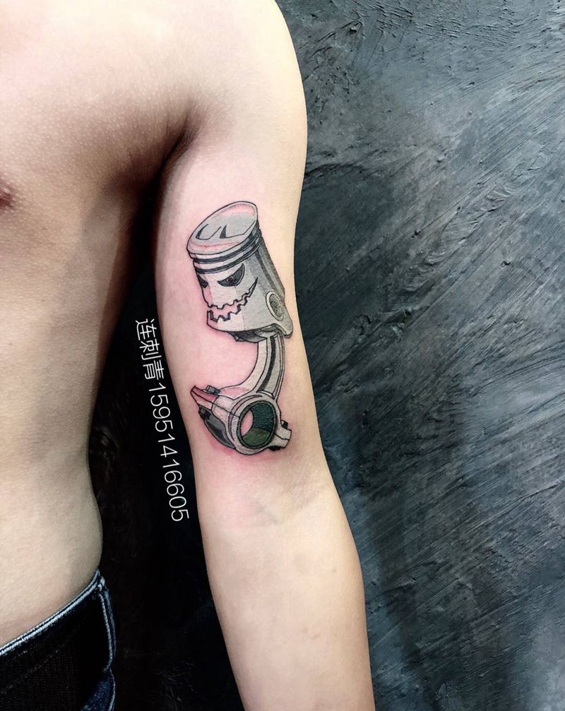 活塞小恶魔纹身图片_手臂New School纹身图案