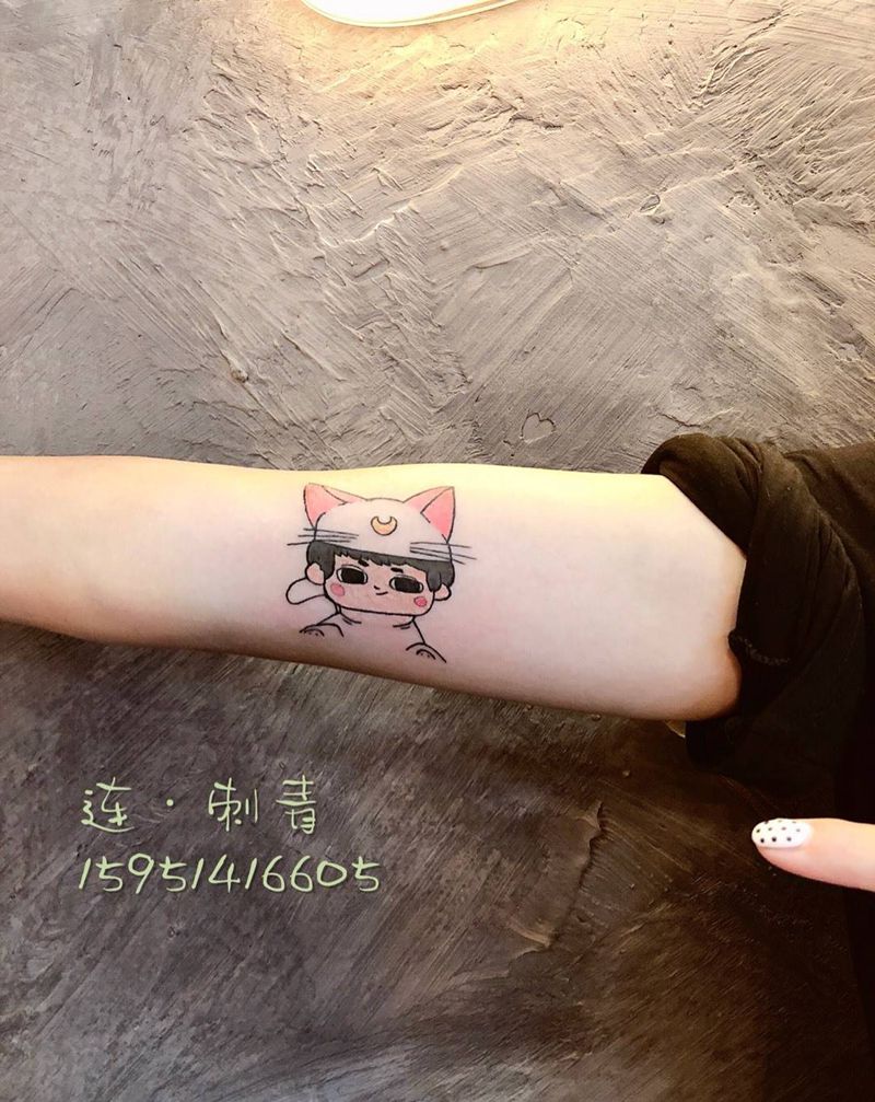 丑萌小可爱纹身图片_手臂New School纹身图案