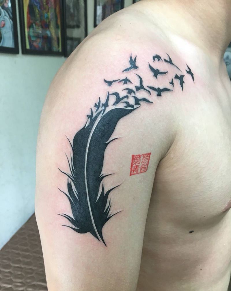 羽毛纹身图片