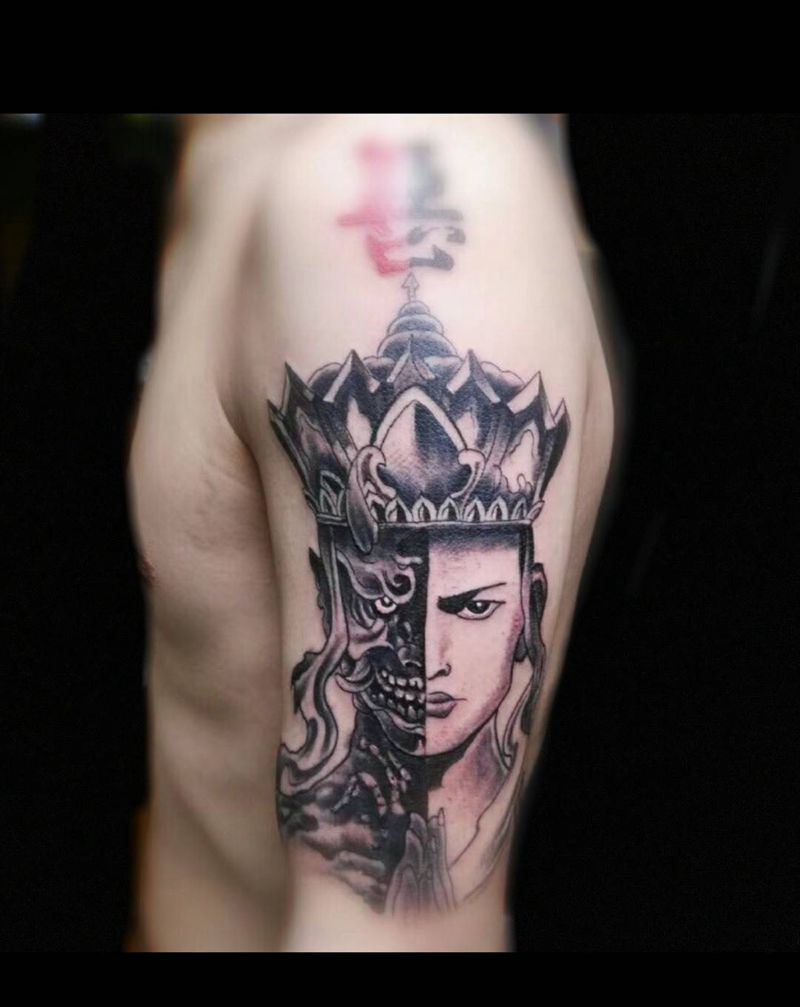 佛与魔纹身图片