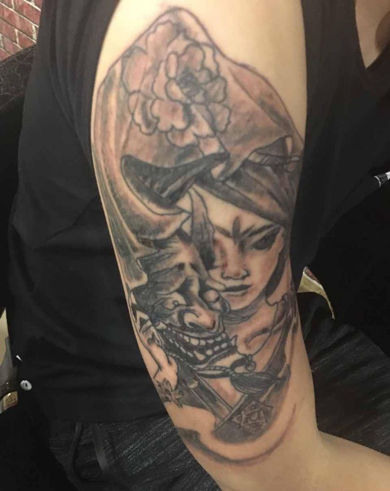 失败作品抢救纹身图片_成品手部传统鬼神动物人物纹身图案