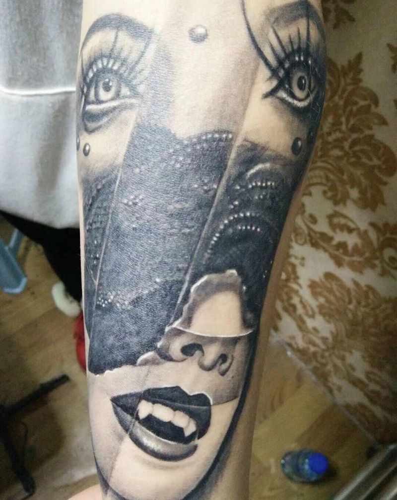 写实美女纹身图片