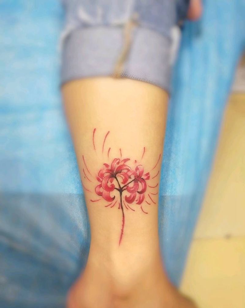 彼岸花纹身图片_水彩纹身图案