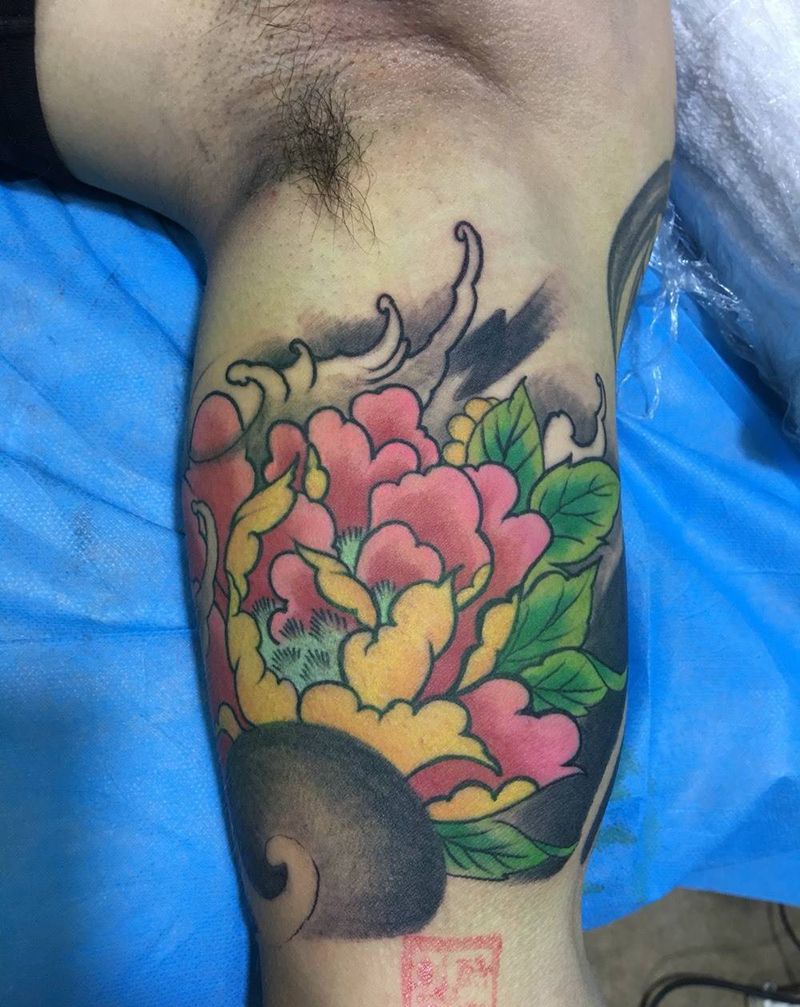 牡丹花纹身图片