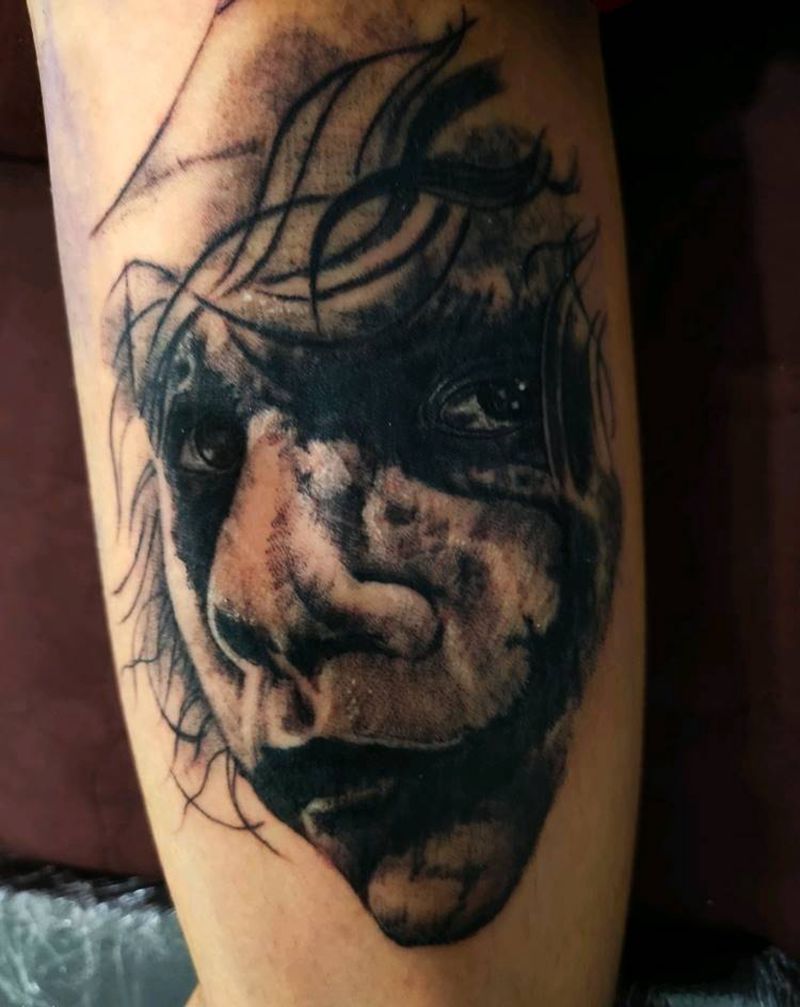 小丑纹身图片_手臂欧美写实纹身图案