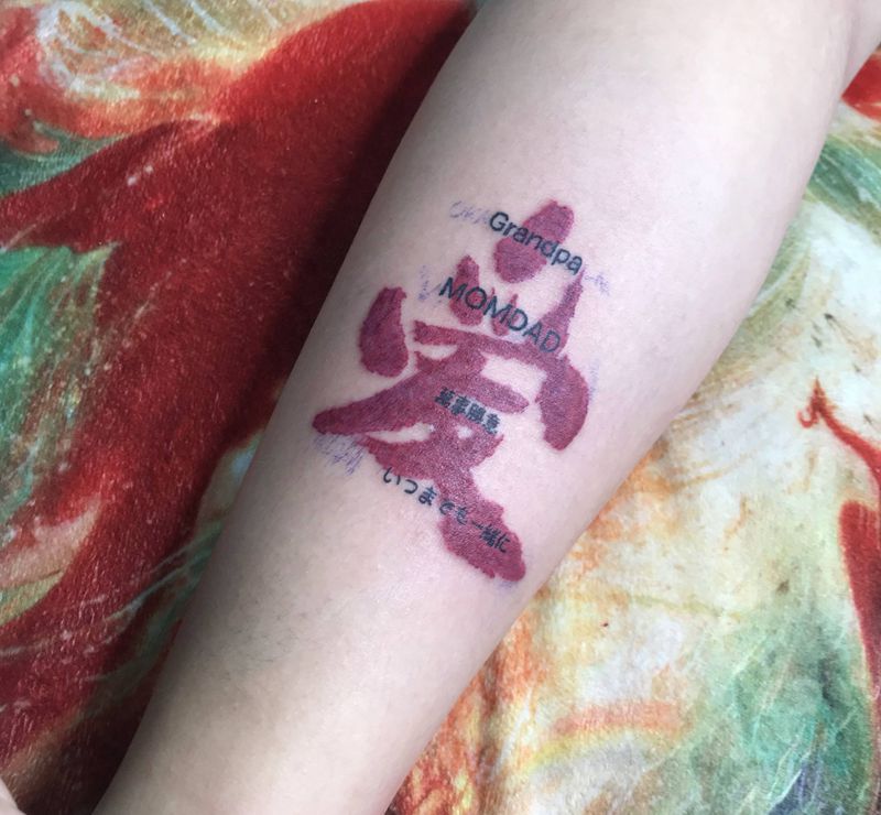 爱 万事胜意纹身图片_手臂水彩纹身图案