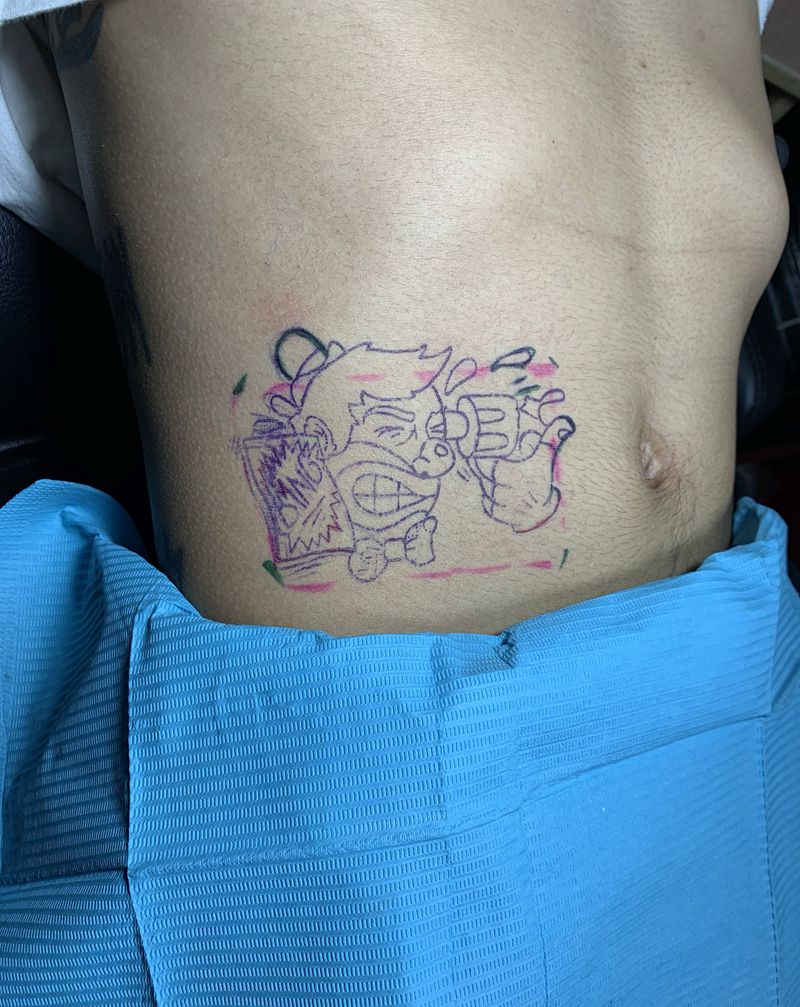 卡通图案纹身图片_腹部纹身图案