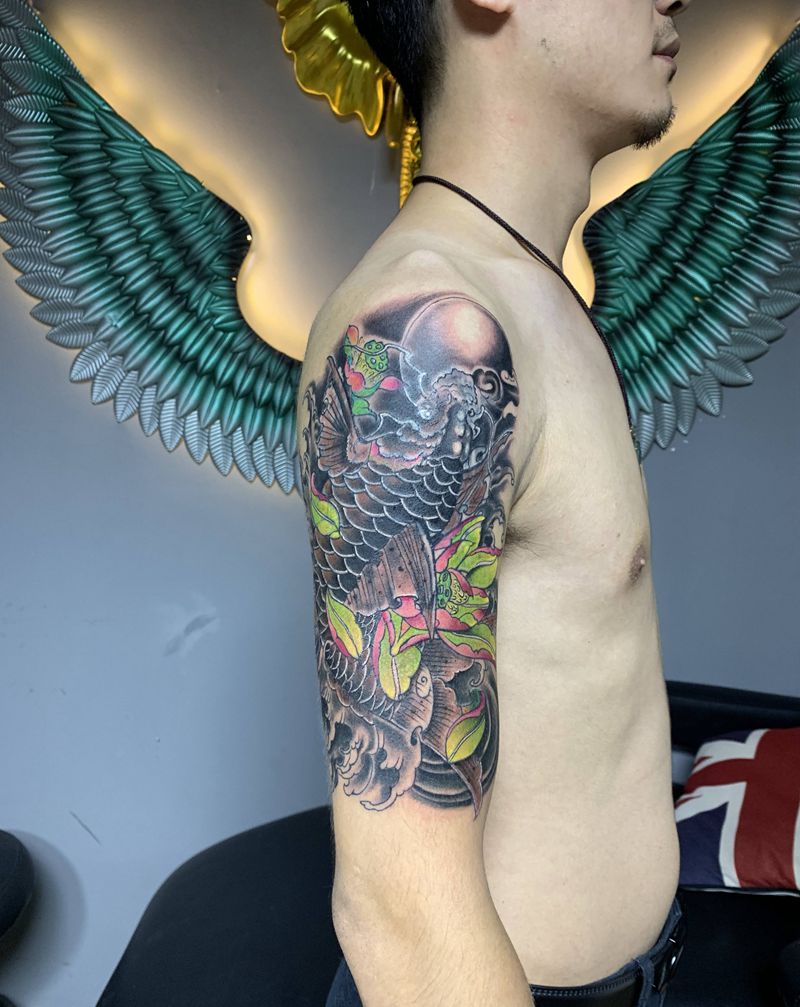 锦鲤纹身图片_手臂纹身图案