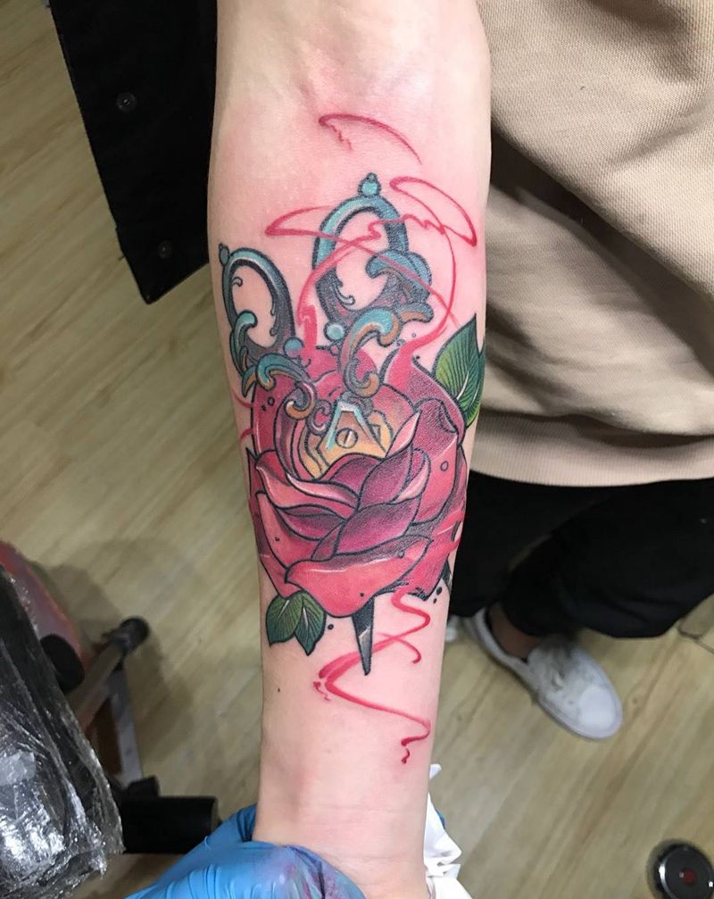 扎心了纹身图片_手臂手部New School水彩纹身图案