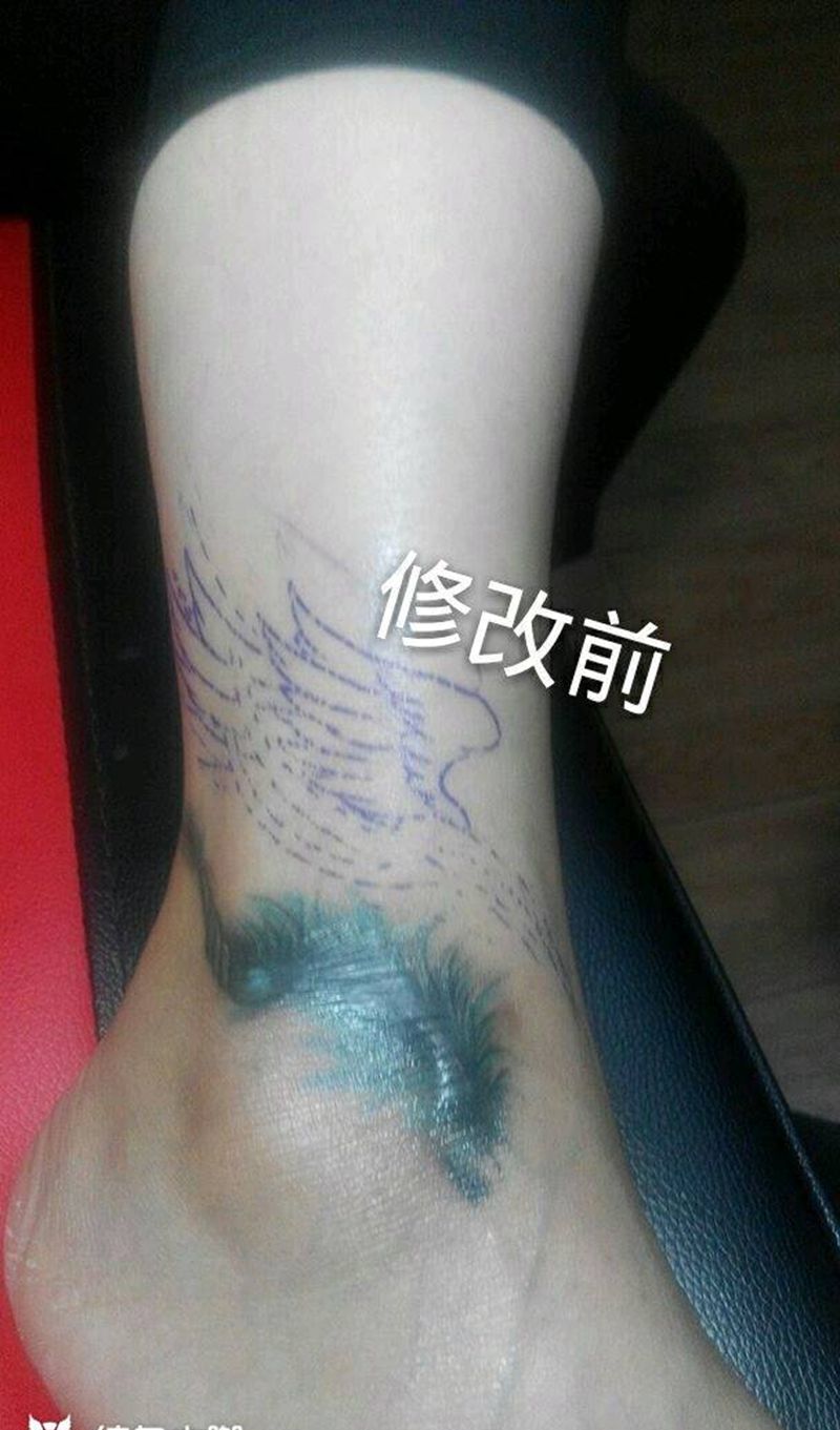 遮盖作品纹身图片_腿部传统成品纹身图案
