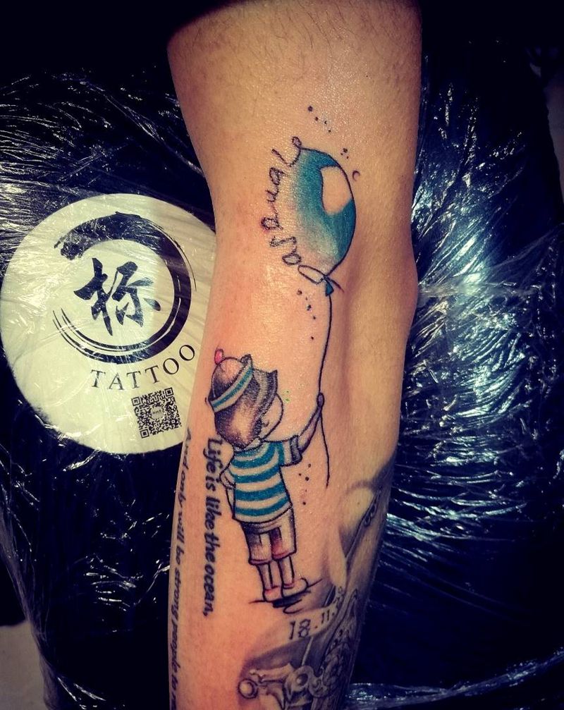 小海员纹身图片_手臂腿部点刺水彩纹身图案