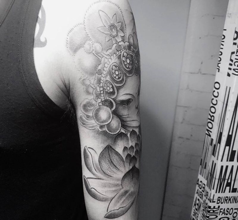 花旦纹身图片_成品手臂传统人物纹身图案