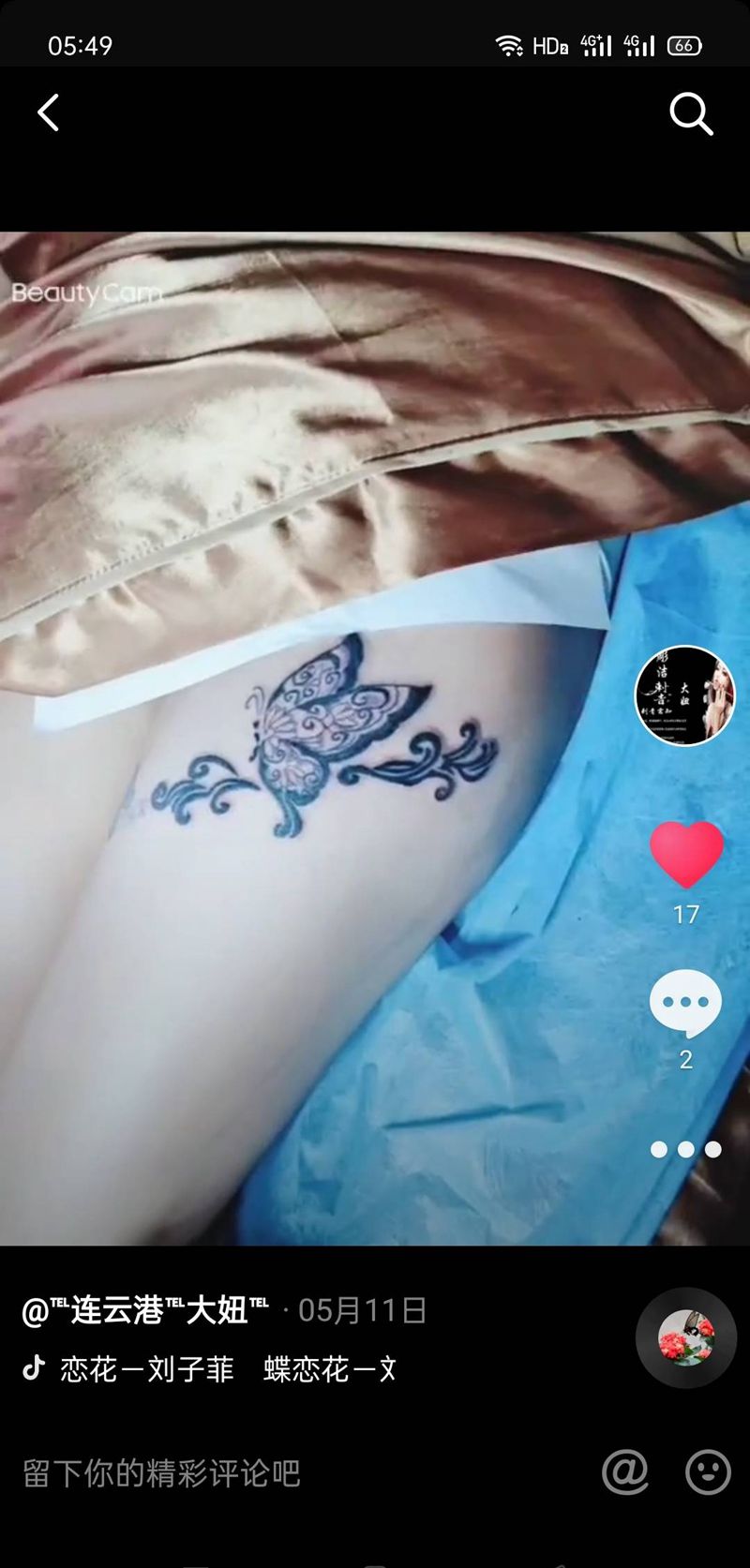 蝶儿纹身图片_腿部纹身图案