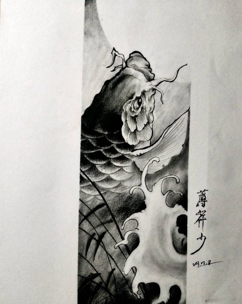 鱼纹身图片_新传统纹身图案