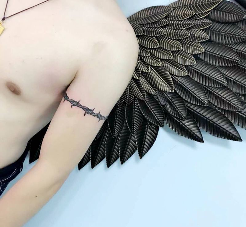 麦迪同款荆棘臂环纹身图片