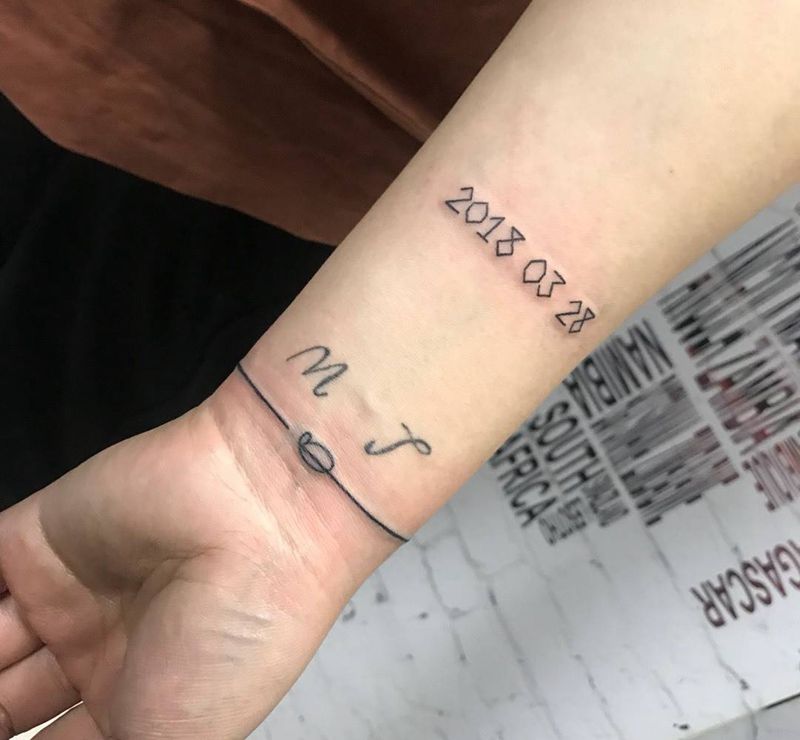 线纹身图片_成品手臂清新几何纹身图案