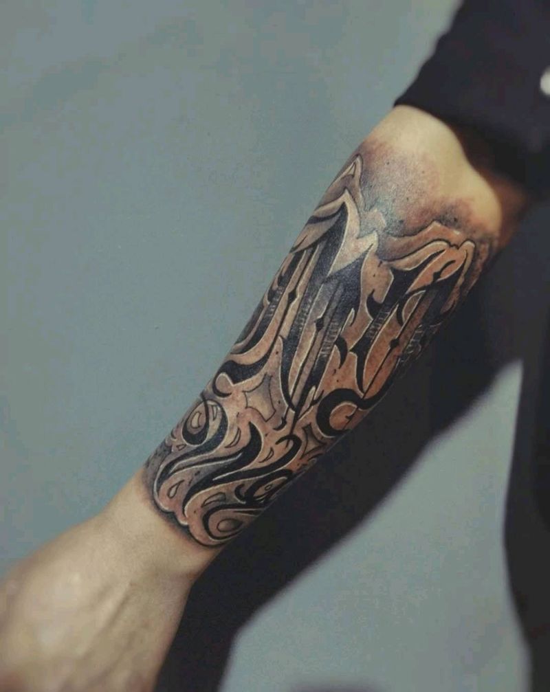 花体纹身图片_手臂纹身图案