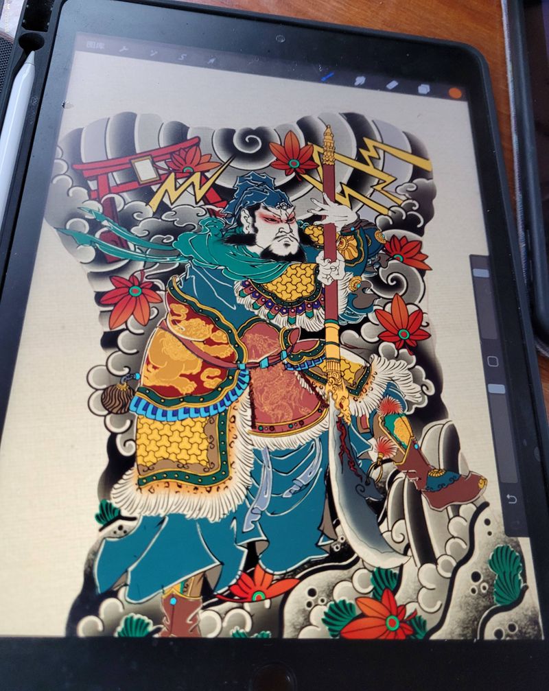 老传统满背关公纹身图片_背部老传统关公关羽纹身图案