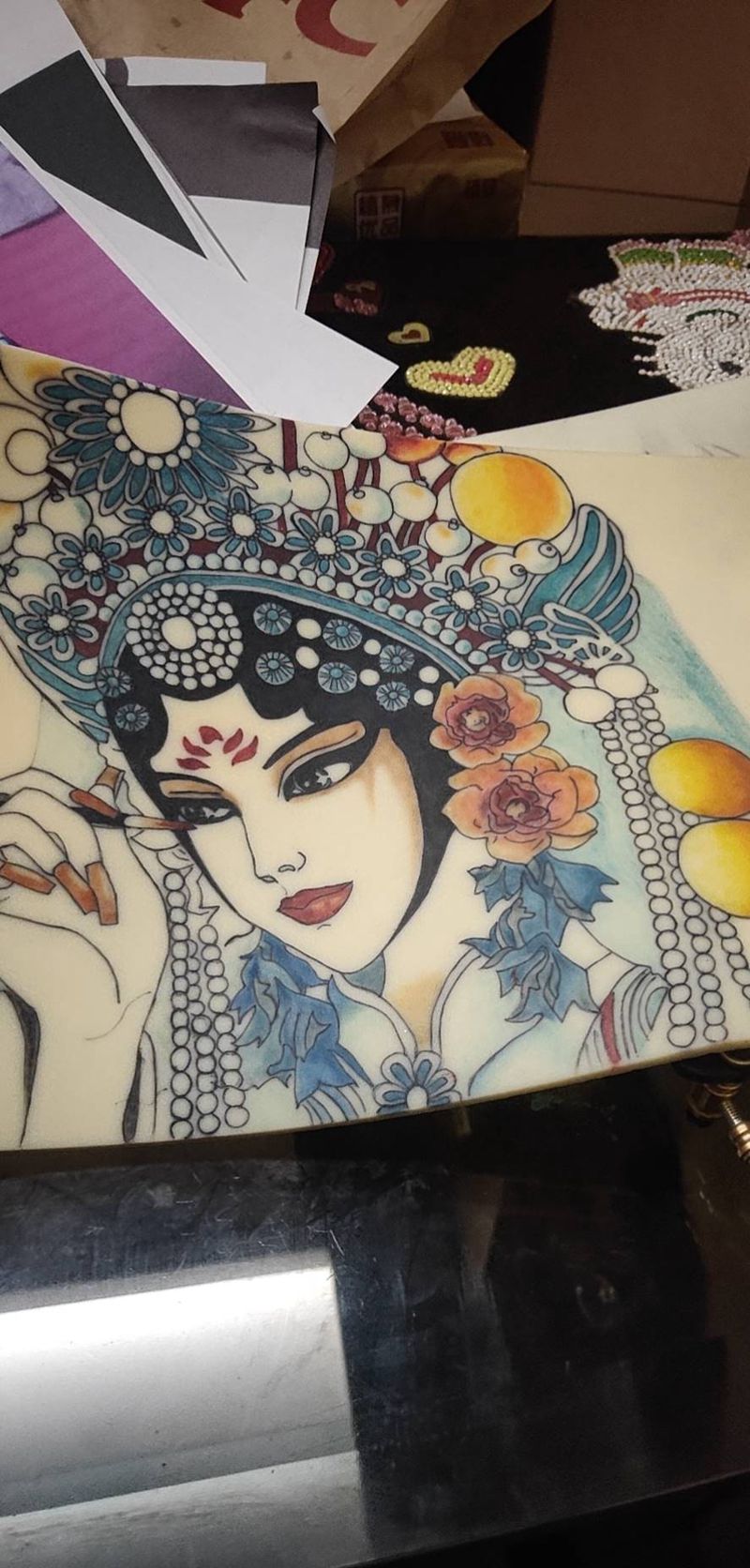 练习皮上的花旦纹身图片_妞妞元素纹身图案