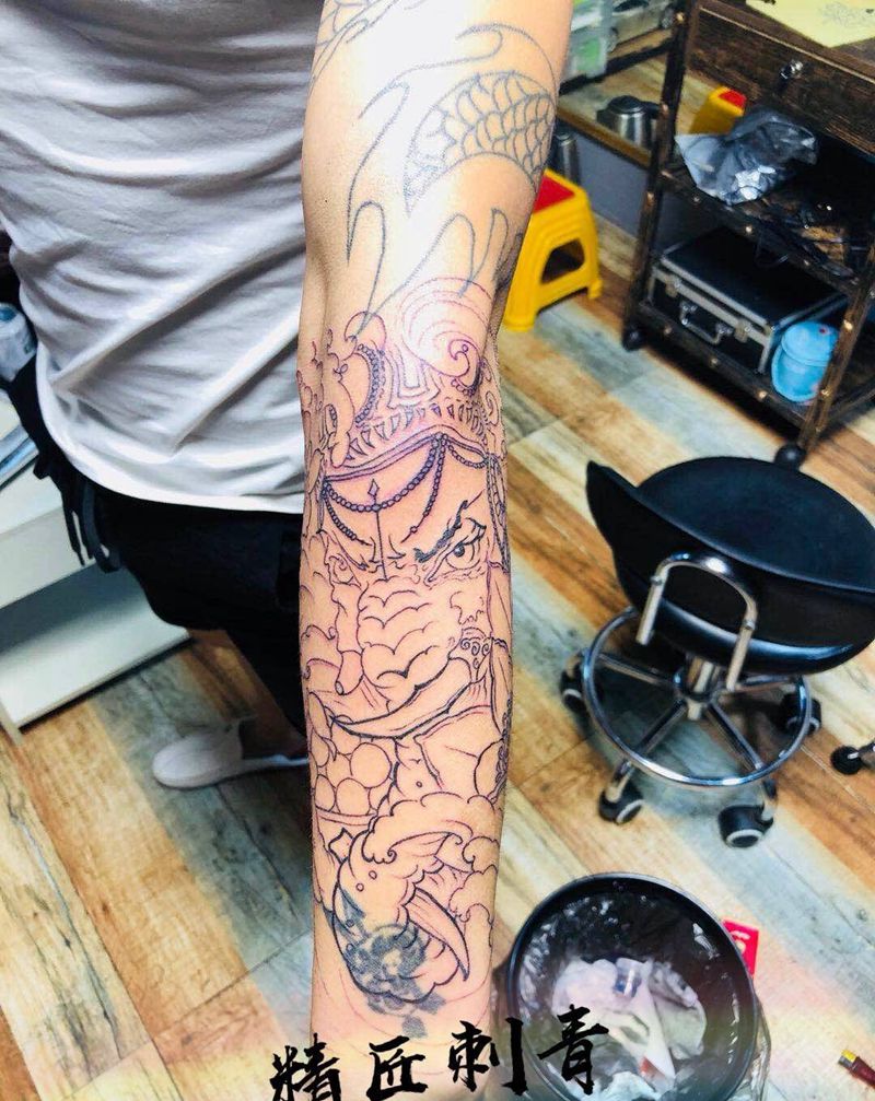 花臂拼接，纹身图片