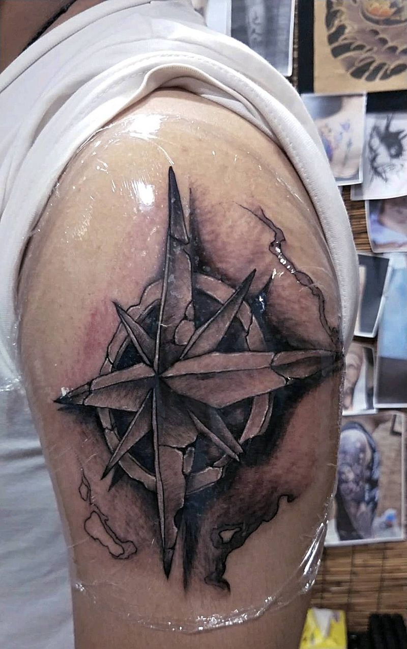 指南针纹身图片