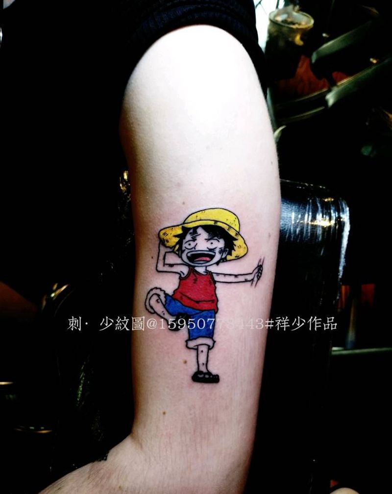 路飞纹身图片_手臂路飞纹身图案