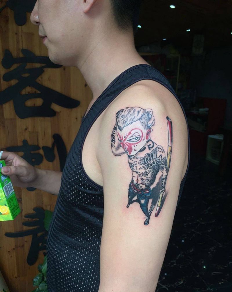 大臂纹身，社会猴纹身图片