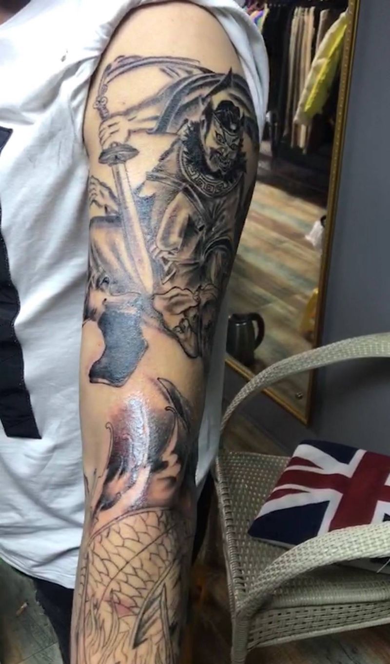 花臂钟馗纹身图片