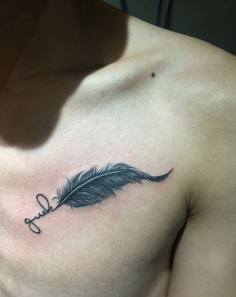 小清新羽毛纹身纹身图片